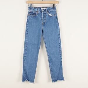 Levis Premium Wedgie Straight Below The Belt Button Fly Cut Off Ankle Jeans 24